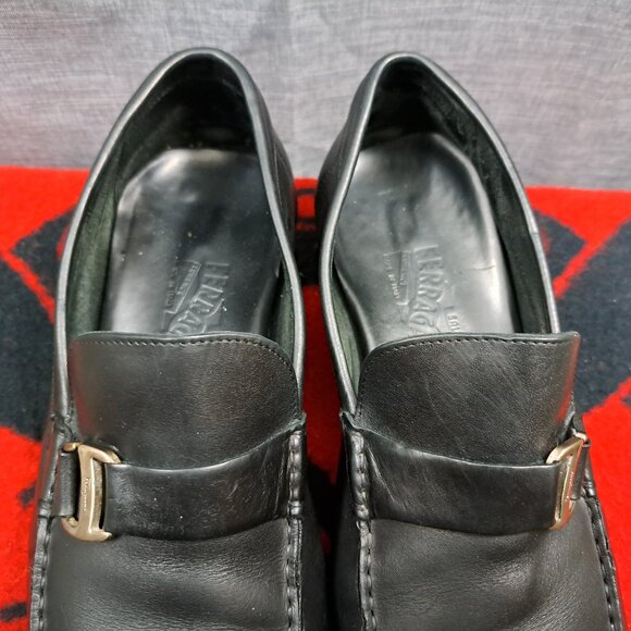 %Salvatore Ferragamo Black Leather Slip-On Loafers Size 11 Men / D3 main image 10